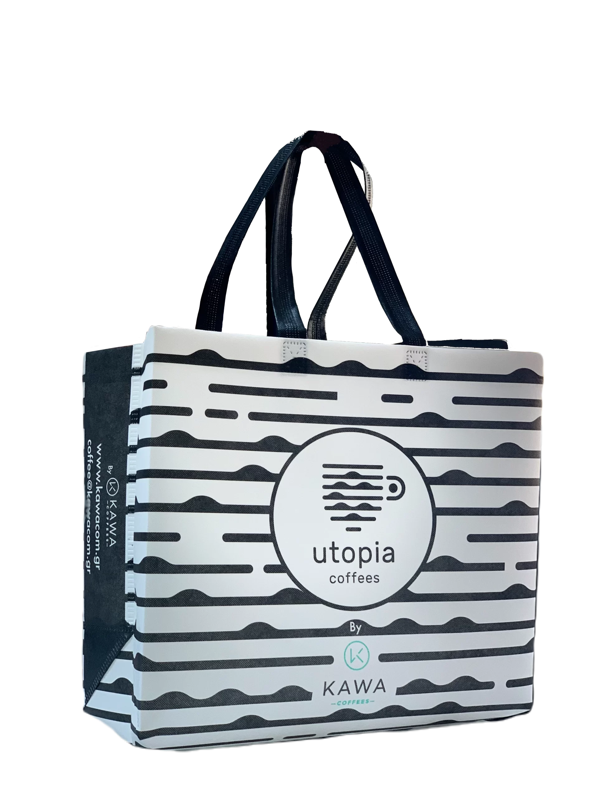 IMG_0773 Τσάντα Utopia Coffee επαναχρησιμοποιούμενη με μοντέρνο ασπρόμαυρο σχέδιο